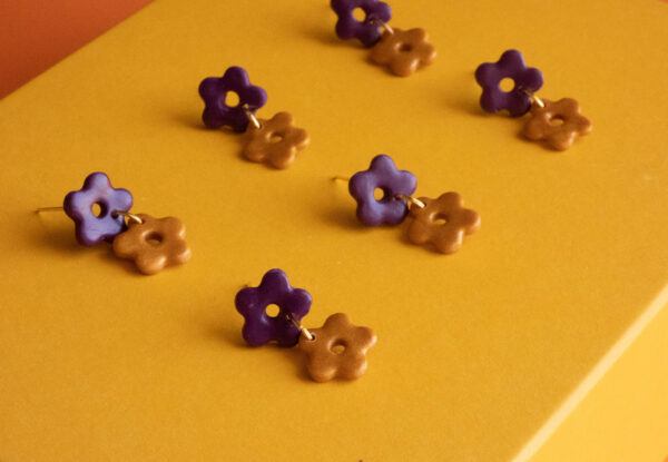 Mini Flowers Morado-Dorado